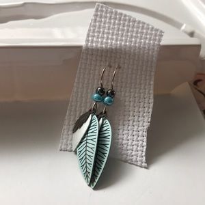 Blue feather Inspired earrings